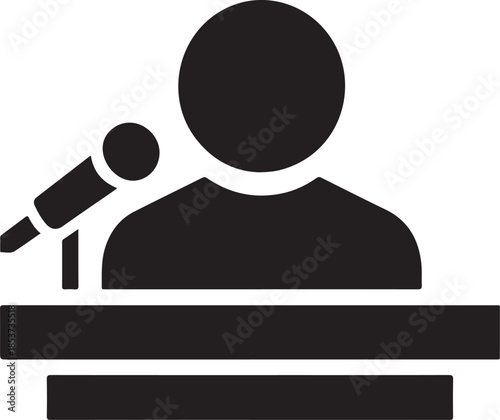 Black and White of a Person Speaking into a Microphone silhouette head