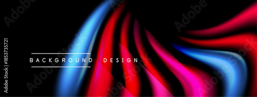Abstract flowing ribbons, vibrant colors against dark backdrop. Modern design element, dynamic curves create visual interest.