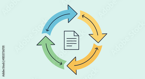 Circular Arrows Surrounding Document Icon.