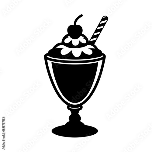 vector clip art brownie sundae on white background for web and graphic design