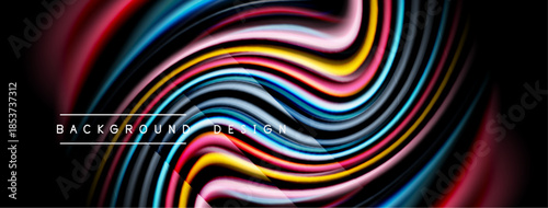 Abstract flowing lines create vibrant waves. Colors blend, forming dynamic background design. Smooth gradients suggest movement, depth.
