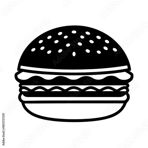 vector clip art cheeseburger with black outline for web and graphic design