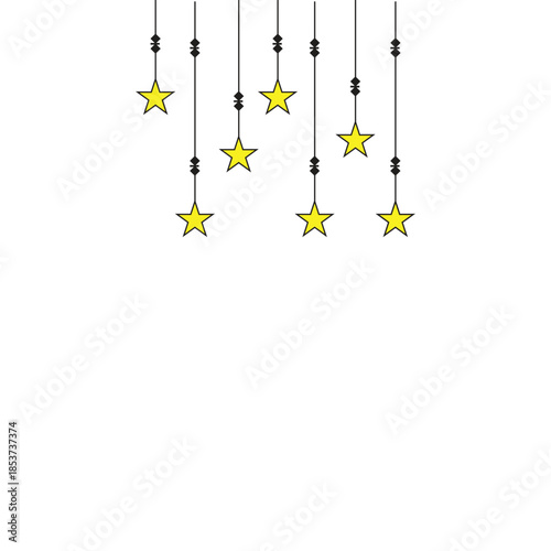 Hanging golden stars isolated illustration