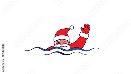 Santa Claus Swimming A Festive Holiday Illustration