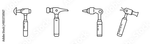 Minimalist line art illustration showcasing different types of medical examination tools