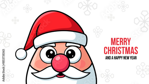 Festive Santa Claus Illustration with Merry Christmas and Happy New Year Wishes