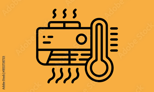 An icon illustrating air conditioning and heating with a thermometer for climate control