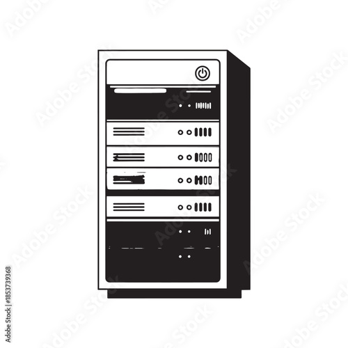 Illustration of a stack of server racks in a data center.