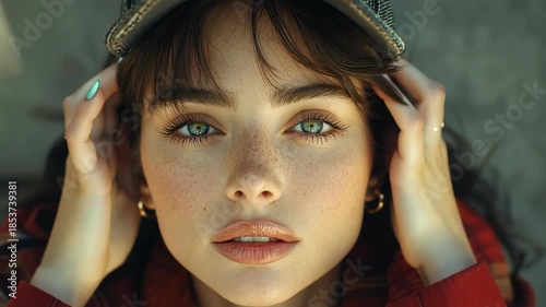 Intense Gaze - A Captivating Portrait of a Woman with Piercing Eyes.