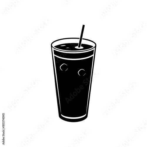 vector clip art iced coffee glass on white background for web and graphic design