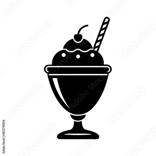 vector clip art ice cream sundae on white background for web and graphic design