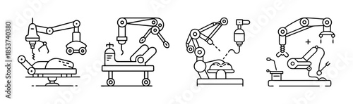 Advancements in robotic surgery: a collection of icons depicting automated medical procedures