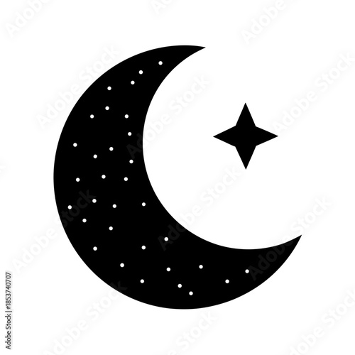 vector clip art night moon icon on white background for web and graphic design