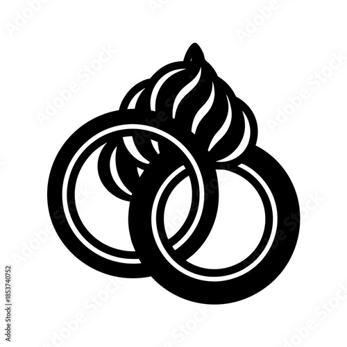 vector clip art onion rings with black outline for web and graphic design
