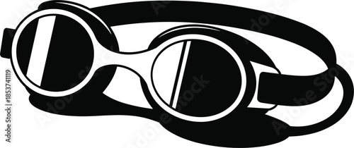 Professional swimming goggles vector illustration, black and white water sports eyewear for pool and triathlon