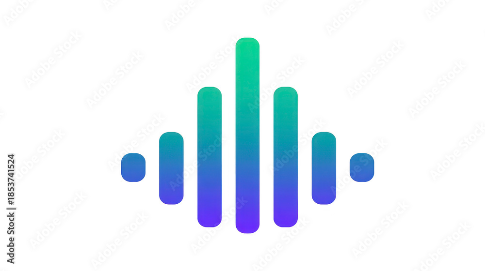 Obraz premium Gradient soundwave icon vertical bars blue green purple digital audio modern minimal isolated on black technology abstract music creative energetic