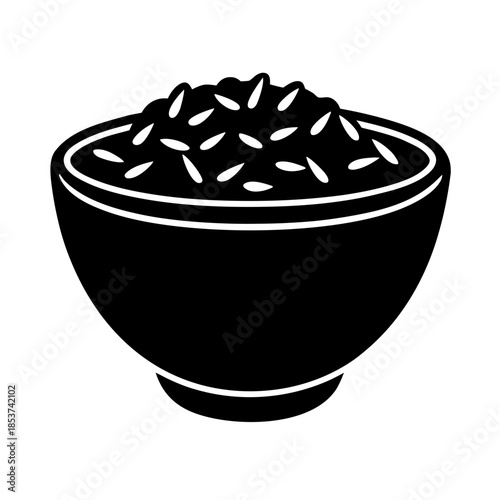 vector clip art rice bowl on white background for web and graphic design