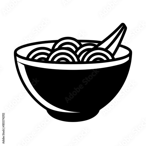 vector clip art ramen bowl with black outline for web and graphic design
