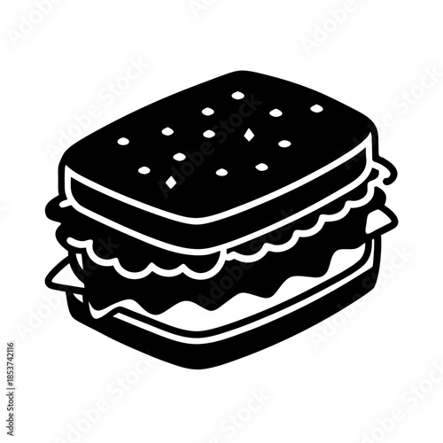 vector clip art roast beef sandwich with black outline for web and graphic design