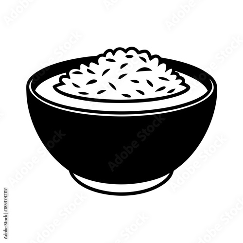 vector clip art rice bowl with black outline for web and graphic design