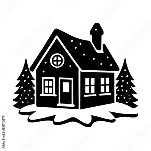 vector clip art snow covered house for web and graphic design
