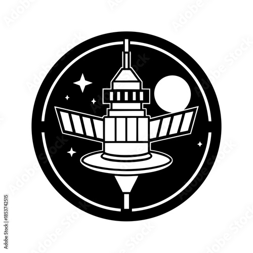 vector clip art space station on white background for web and graphic design