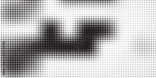 Black and white halftone texture. Circle halftone. Round dotworkd istressed dotted vector background.