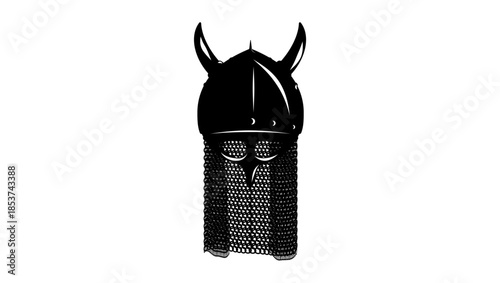 Viking Helmet symbol, black isolated silhouette
