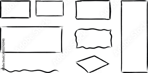 A collection of various rectangle shapes with different outlines and orientations