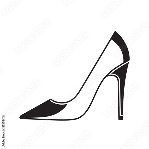 Elegant high heel silhouette in black and white, showcasing timeless fashion and feminine style.