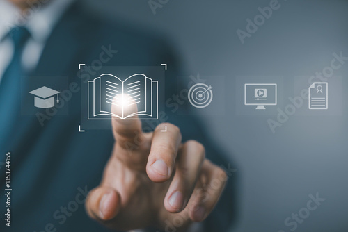 digital book and cloud icons, representing e-learning, online education, library systems, cloud document storage, and modern knowledge management solutions. training course, webinar, e learn platform