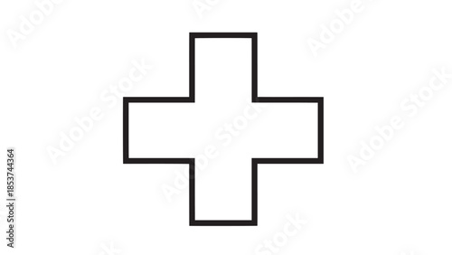Minimal medical cross symbol displayed on white background for graphic resources.