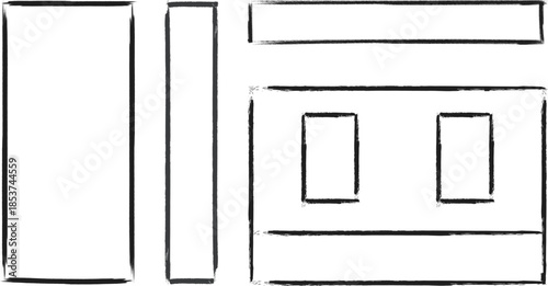 A simple black and white sketch of a divided composition