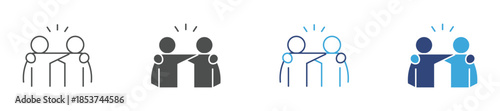 Friendship Icon, Two People Hugging Each Other Concept, Emotional Support and Human Connection, Vector Illustration