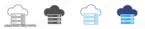 Cloud Server Icon, Online Data Storage and Cloud Computing Concept, Network Infrastructure and Technology, Vector Illustration
