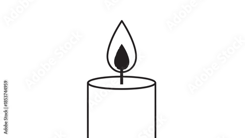 Simple lit candle with a gentle flame creating a calm warm atmosphere and cozy ambience.