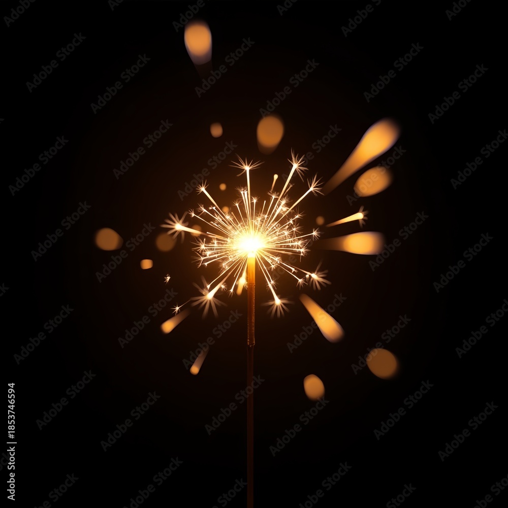 Obraz premium Sparkler creating bright sparks against a dark background 