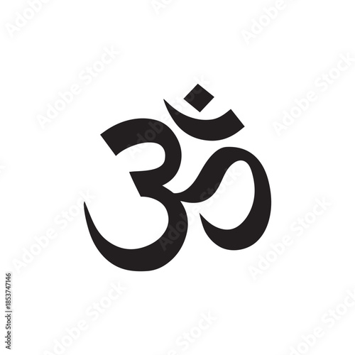 Om or Aum Indian sacred sound icon isolated on transparent background. Symbol of Buddhism and Hinduism religions. The symbol of the divine triad of Brahma, Vishnu and Shiva. Vector Illustration