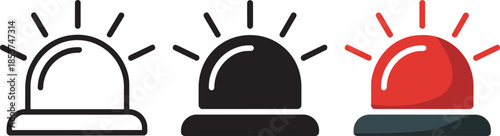 Alarm siren outline icon, emergency alert symbol, danger warning sign, police light beacon