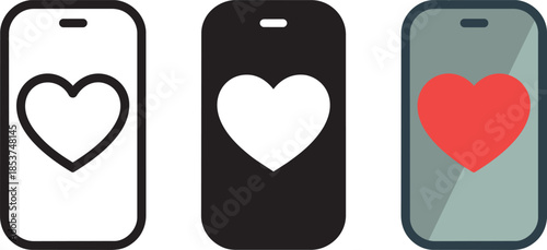 Smartphone with heart icon love dating health app romance dating mobile phone application