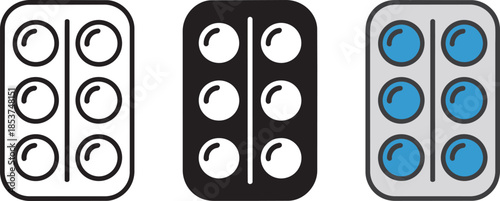 Pill blister pack icon medicine drug medication healthcare pharmaceutical treatment medical