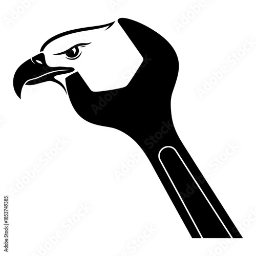 An eagle's head merged with a wrench, depicted in a simple black and white vector illustration