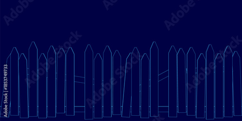 An old wooden fence contour on a blue background symbolizes lives lost in traffic accidents. The line drawing represents a sobering statistical tally.