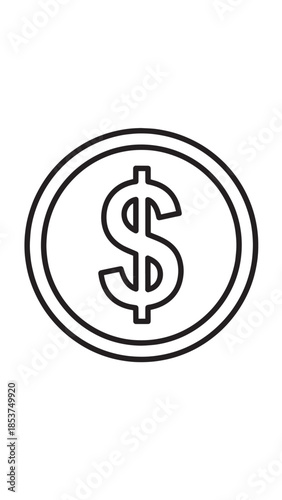 Simple dollar coin icon representing financial business and economy.