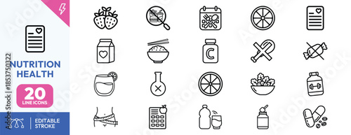 Nutrition Health Food Icons Set