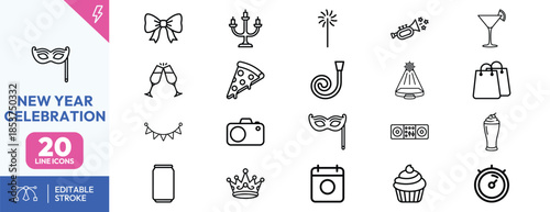 New Year Celebration Icons Set