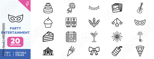 Party Entertainment Icons Set