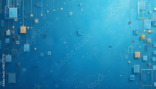 Modern Business Banner Template with Blue Background and Clean Square Pattern Decoration