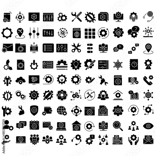 Settings icon set. Setup Illustration sign collection. Support symbol. Fix or repair logo.