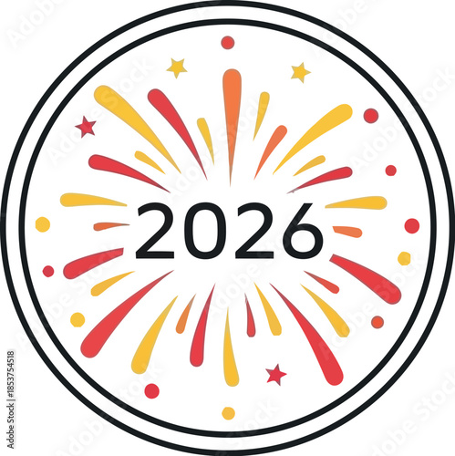 Celebrate the arrival of the new year with this festive 2026 firework graphic design representing a bright future